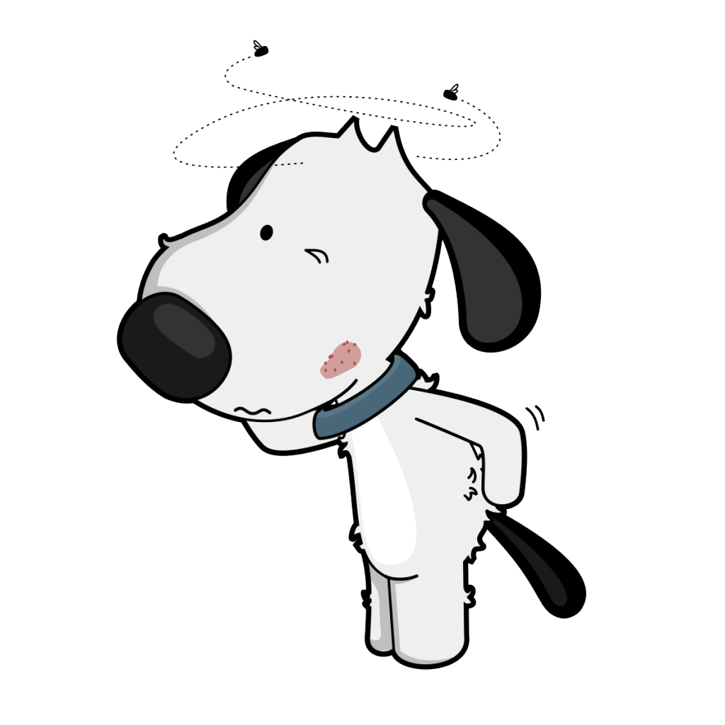 cartoon of an itchy dog