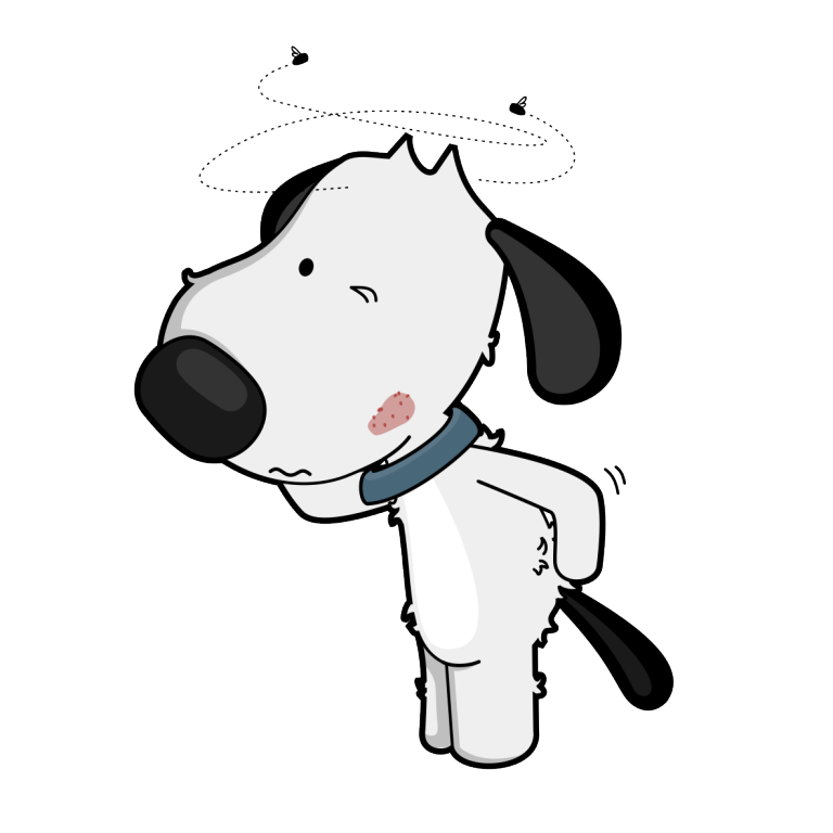 cartoon of an itchy dog