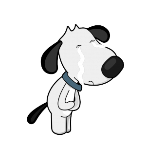cartoon of dog holding his gut