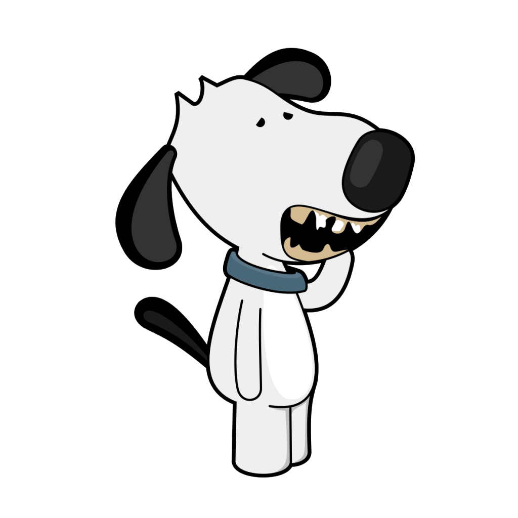 cartoon dog with bad teeth