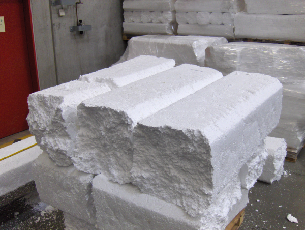 a brick of crushed expanded polystyrene