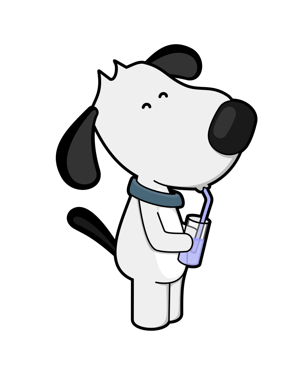 a cartoon image of a dog drinking a glass of water