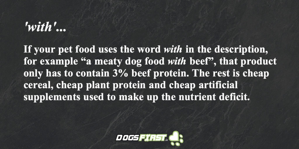 what does with mean in pet food