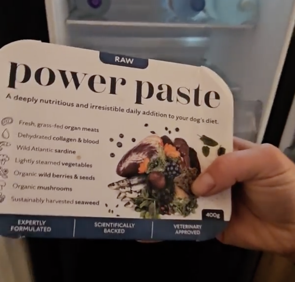 a tub of Power Paste for dogs